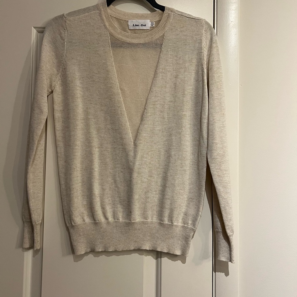 Line & Dot Cream V-Neck Sweater